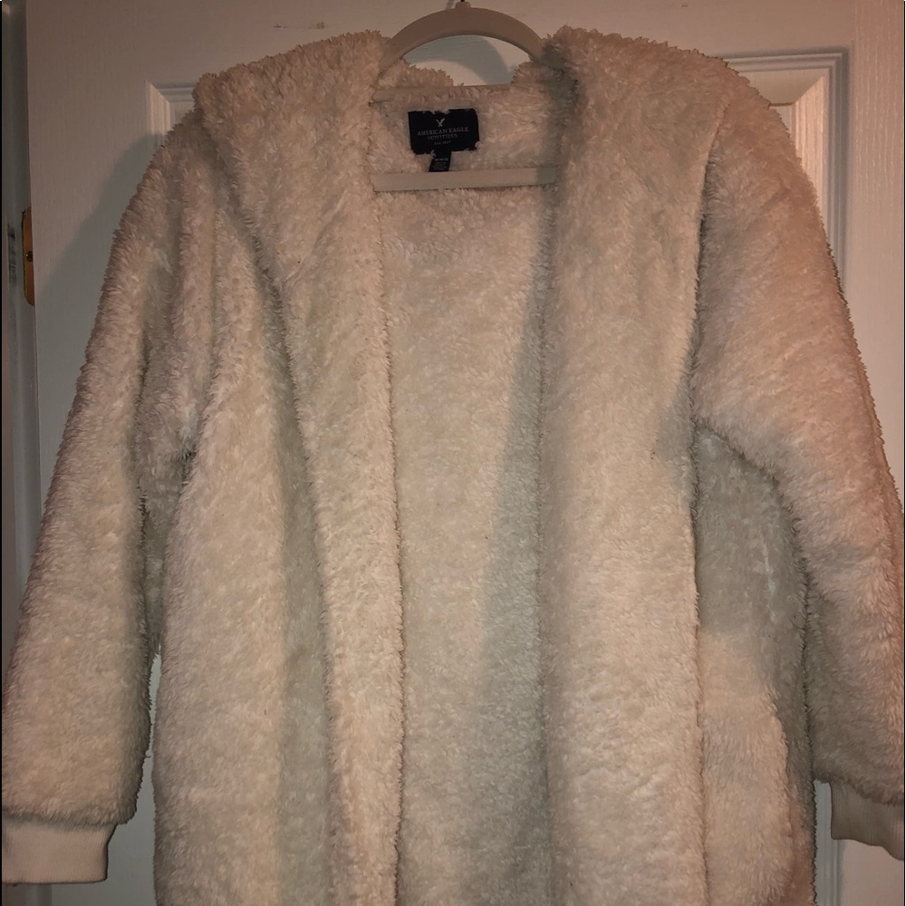 American Eagle Furry white cardigan